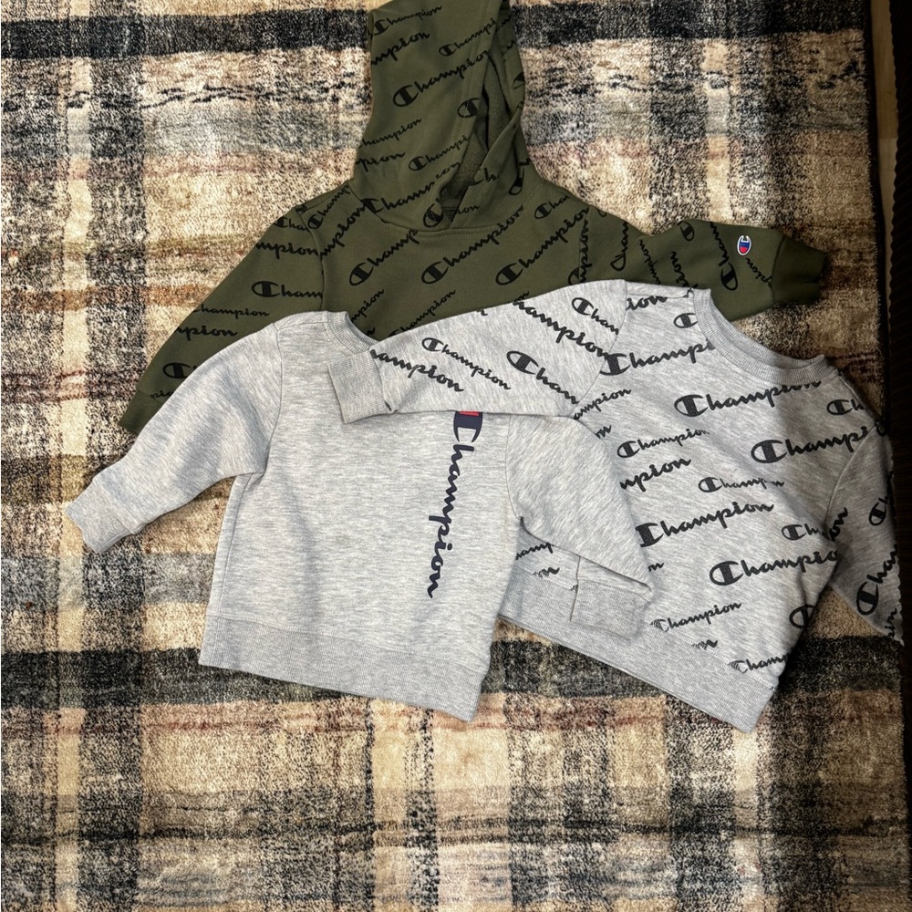 Toddler Champion Sweatshirt/crewneck bundle in Gray and Olive